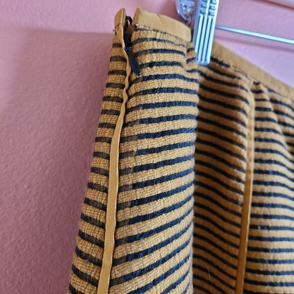 Tibi Turmeric Yellow & Black Striped Wool Blend A-Line Skirt โ Size 12 - Picture 4 of 10